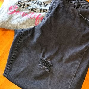 Lane Bryant Stretch Distressed Blk Pants Sz 24